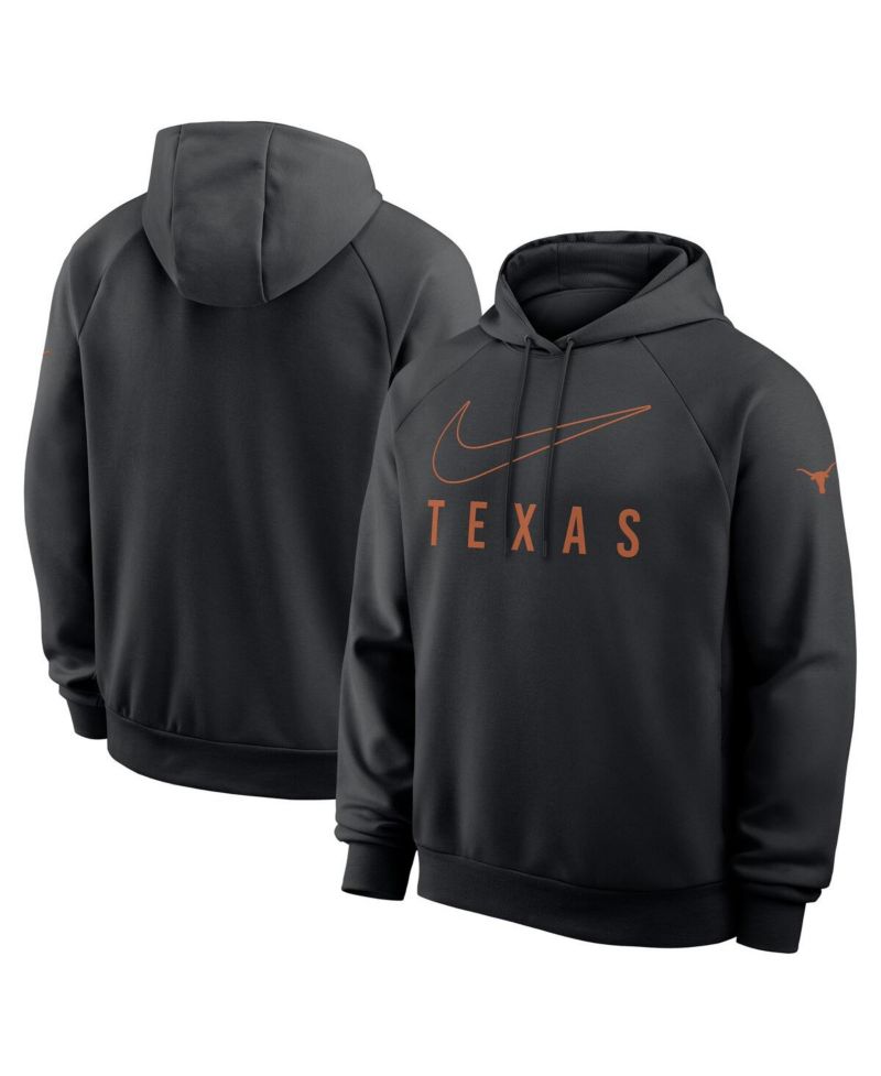 Men's Black Texas Longhorns Premium Raglan Performance Pullover Hoodie