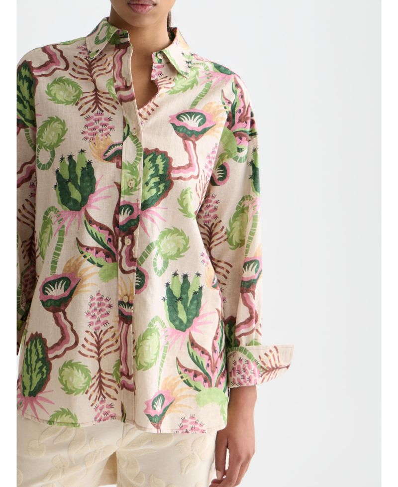 Women's Linen Blend Printed Shirt