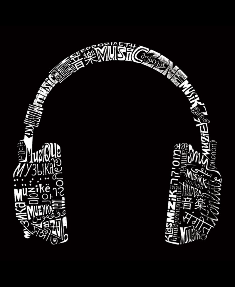 Men's Headphones Music Word Art Graphic Tank Top