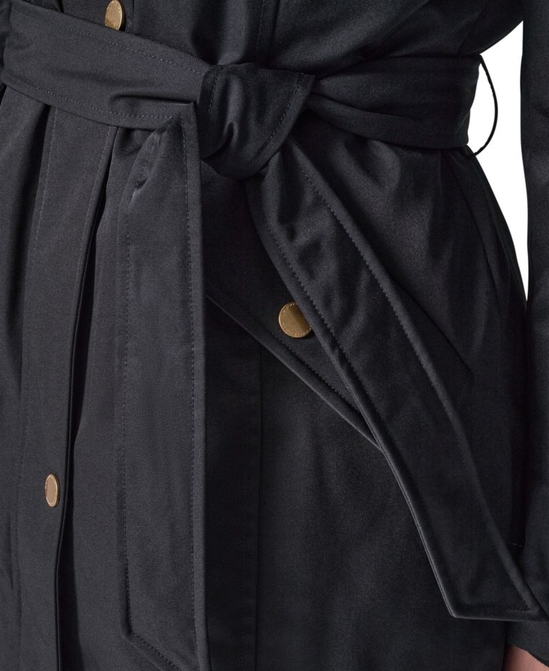 Women's Belted Hooded Mid-Length Puffer Coat