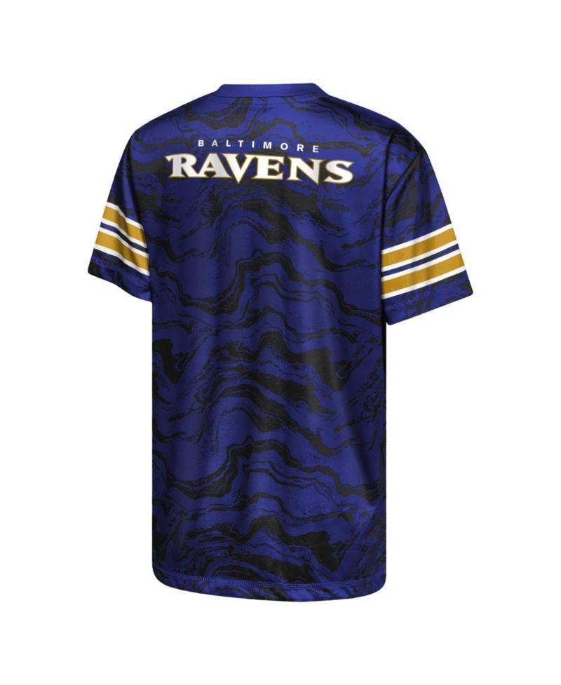 Boys' 4-20 and Girls' 4-16 Baltimore Ravens Slant Route Performance Crewneck Regular-Fit T-Shirt