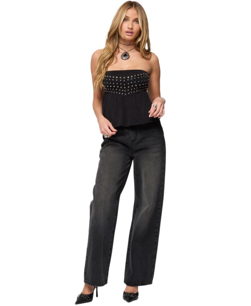 Women's Alease Stud & Grommet Strapless Top