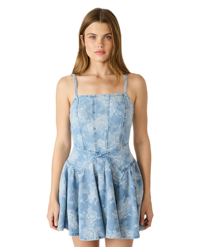 Denim Square Neck Mini Dress