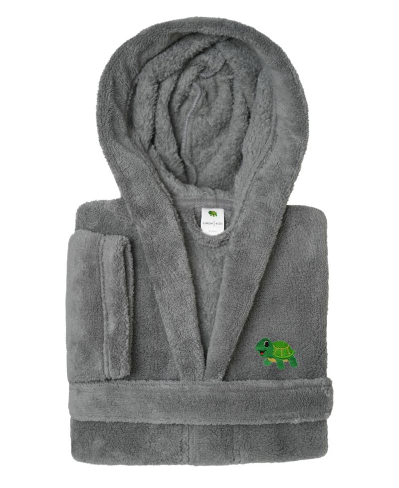 Kids Turtle Super Plush Double Brushed Hooded Bathrobes