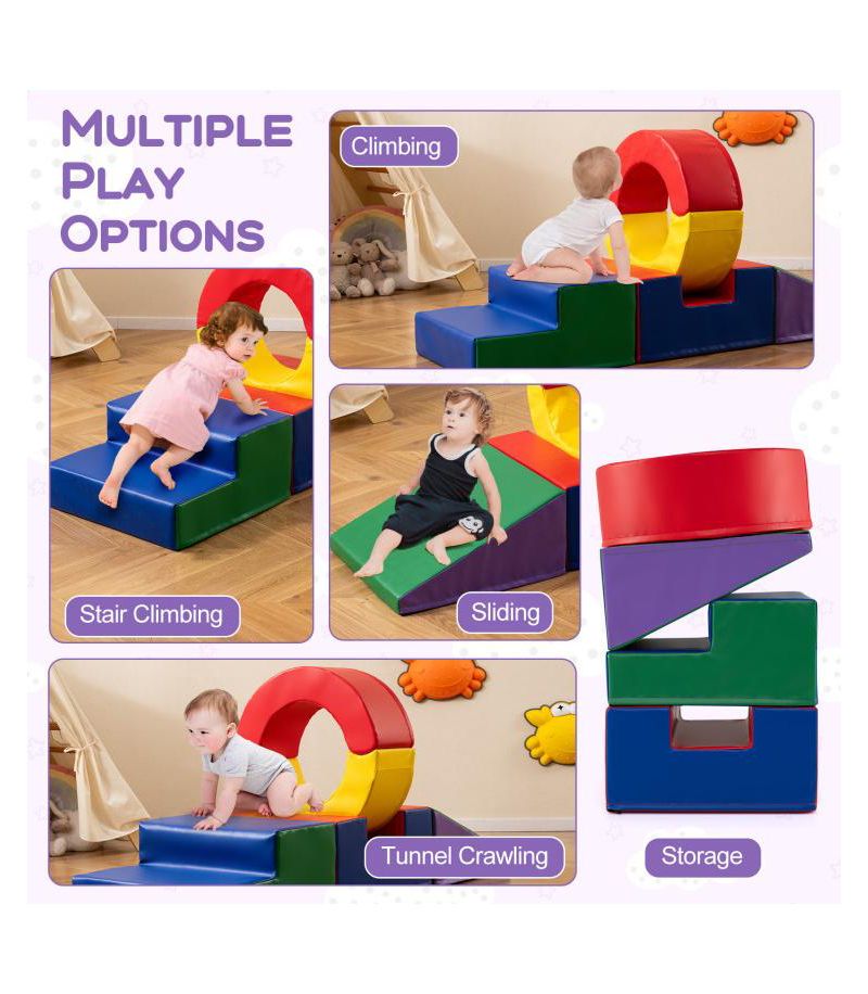 5-Piece Kids Foam Climbing Toys with PU Leather Cover