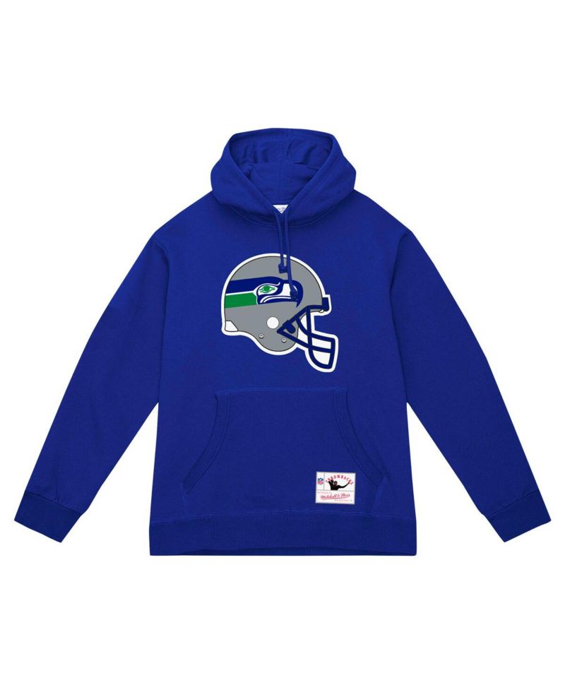 Men's College Navy Seattle Seahawks Helmet Logo Vintage Pullover Hoodie