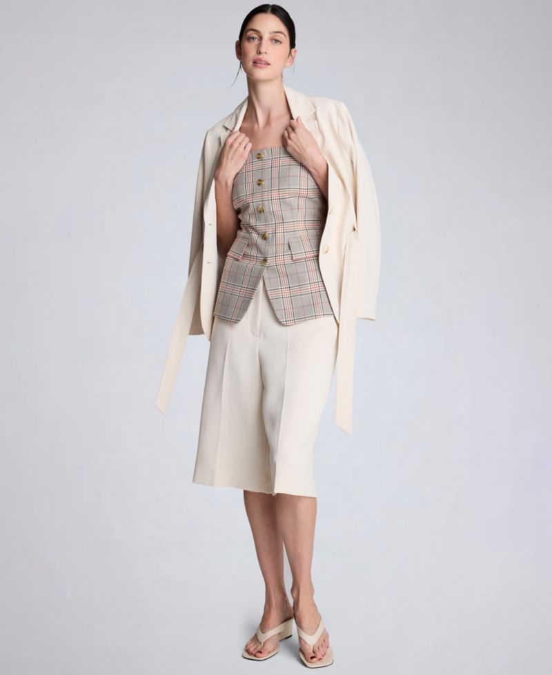 Women's Strapless Button-Front Shirt Vest