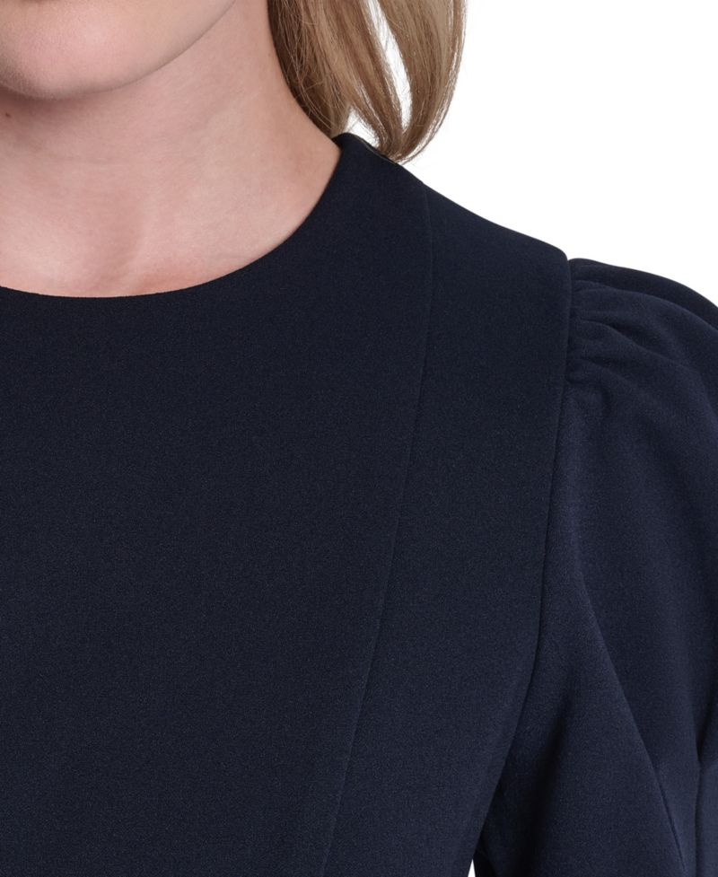 Women's Puff-Sleeve Crewneck Sheath Dress