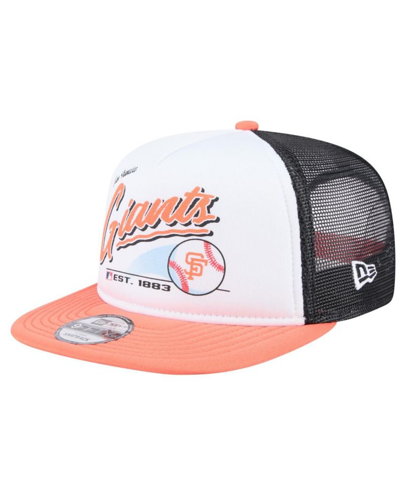 Men's White/Orange San Francisco Giants Retro Script Trucker 9FIFTY Snapback Hat