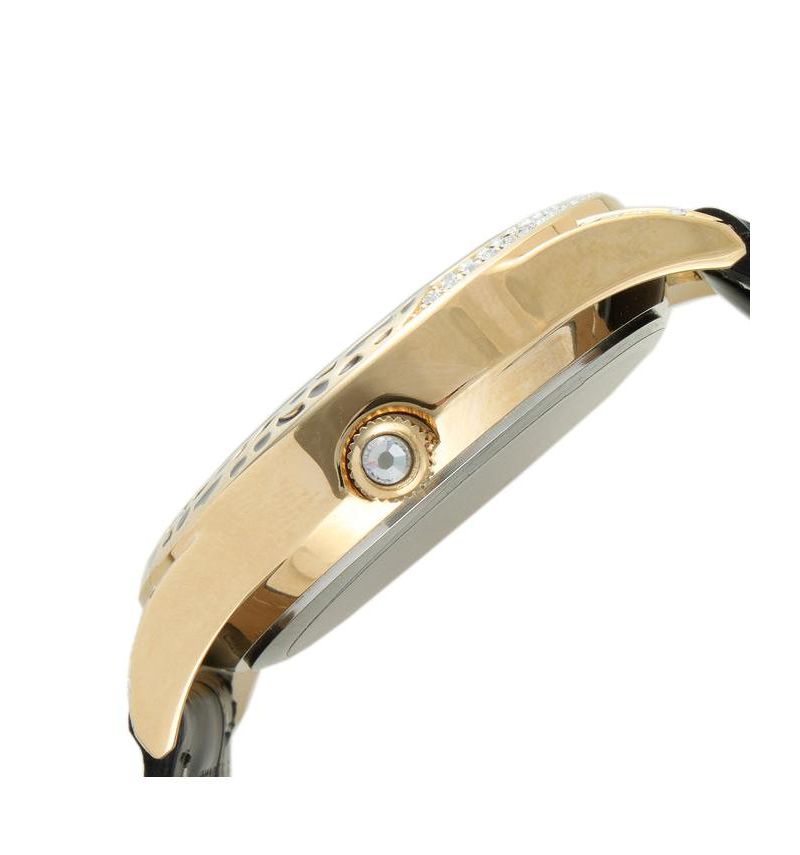Women's Couture Gold Watch Leopard Dial Swarovski Crystal
