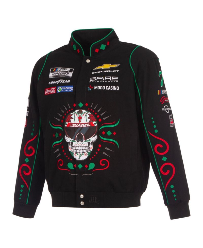 Men's Black Daniel Suarez 2026 Sugar Skull Full-Snap Twill Racing Jacket