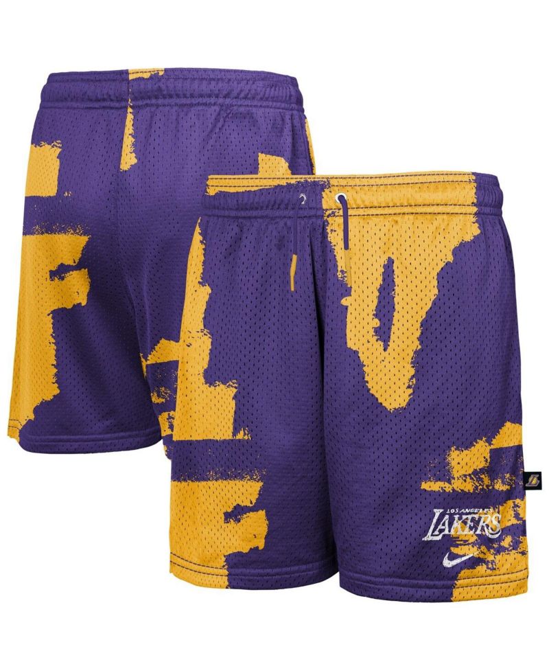 Big Boys and Girls Purple Los Angeles Lakers Courtside Pro Shot Dri-FIT Mesh Practice Shorts