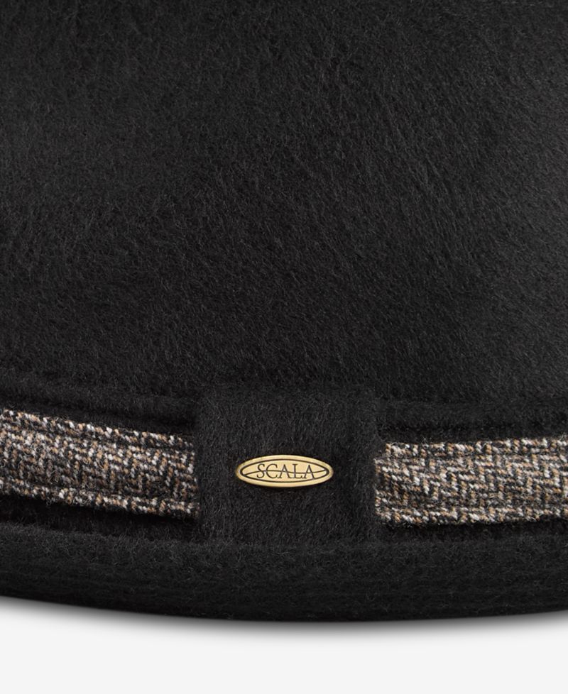 Men's Solid Heather Wool-Blend Snap-Brim Herringbone Fedora