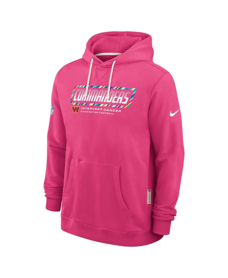 Men's Pink Washington Commanders 2026 NFL Cruical Catch Sideline Dri-Fit Pullover Hoodie