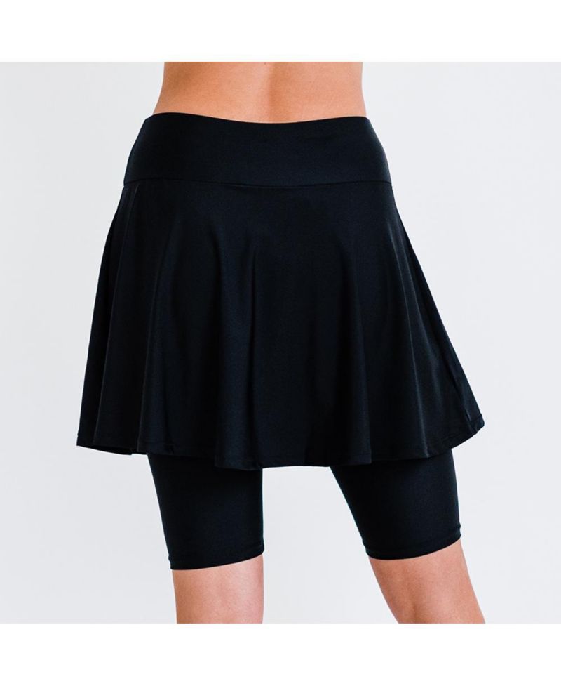 Women's Flared Mid-Thigh Swim Skirt With Bike Shorts