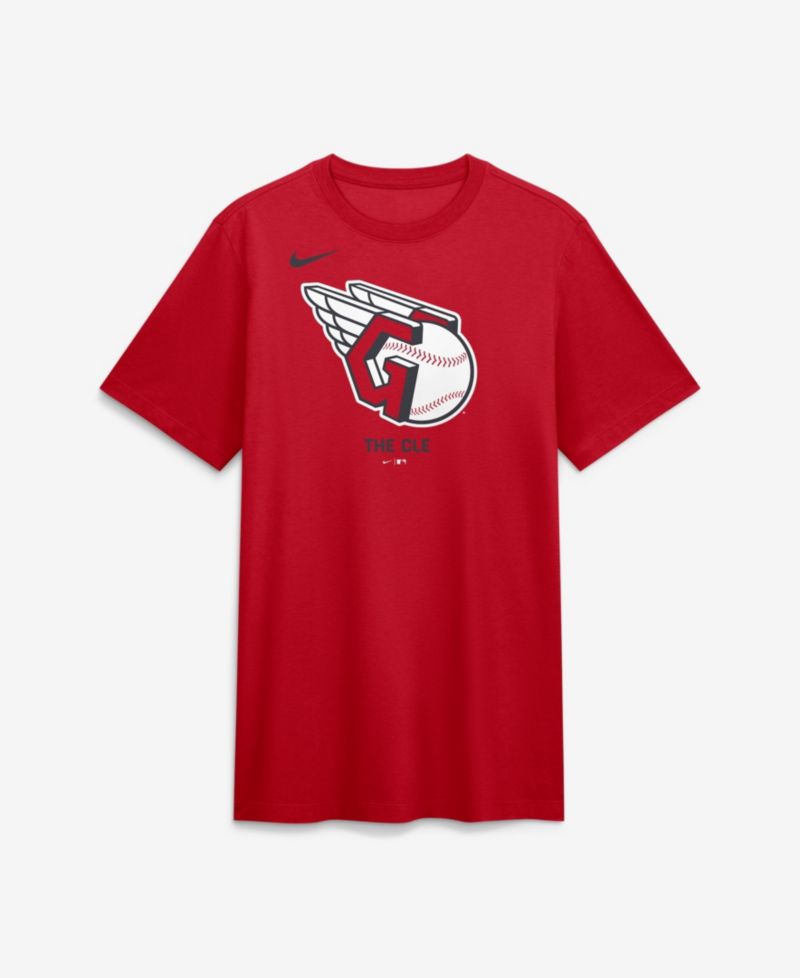 Men's Red Cleveland Guardians Tri-Blend Logo T-Shirt