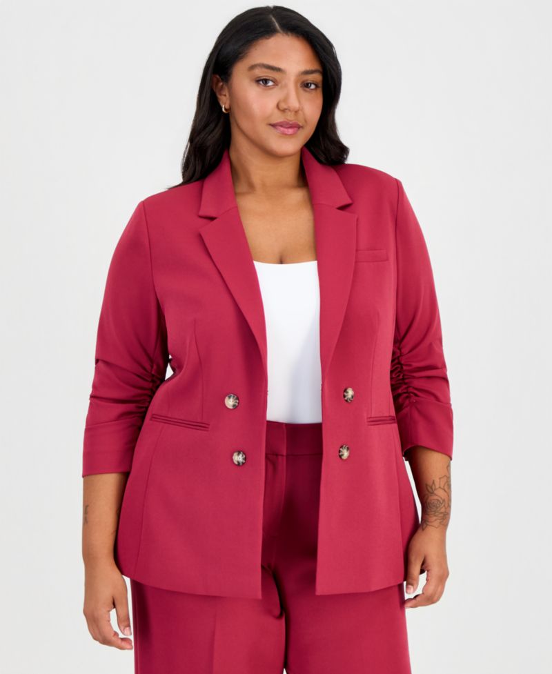 ASL Plus Size Faux Double-Breasted Blazer