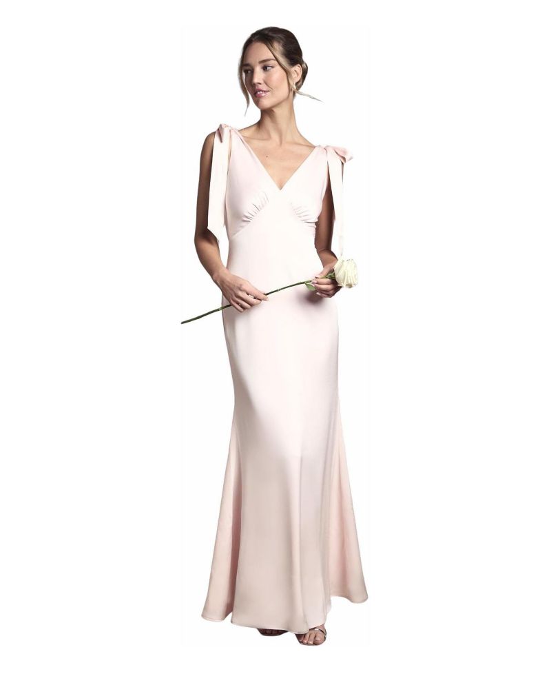 Women's V-Neck Crepe Maxi Dress