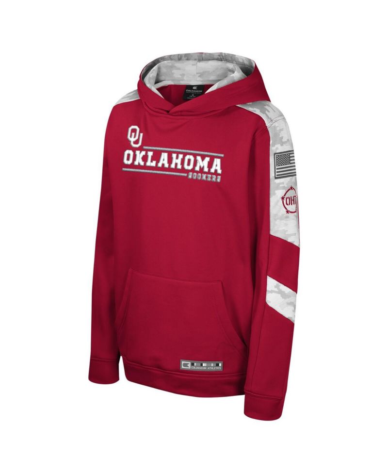 Big Boys Crimson Oklahoma Sooners OHT Military-Inspired Appreciation Cyclone Digital Camo Pullover Hoodie