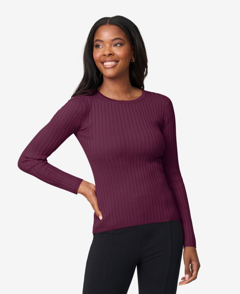 Women's Crewneck Ribbed-Knit Sweater