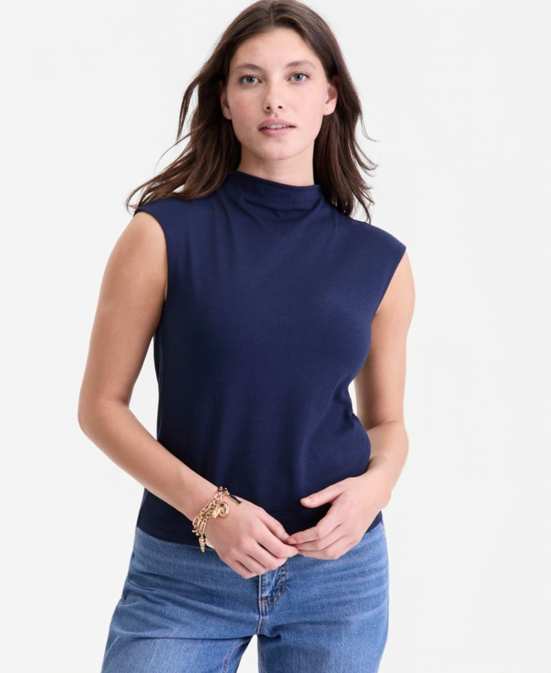 Women's Funnel Neck Sleeveless T-Shirt