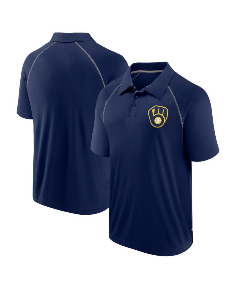 Men's Navy Milwaukee Brewers Strong Alone Raglan Polo