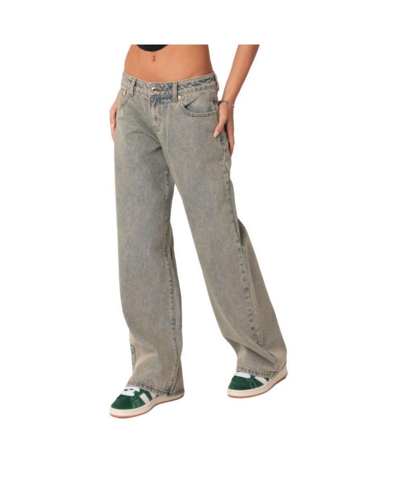 Women's Magda Acid Wash Low Rise Baggy Jeans