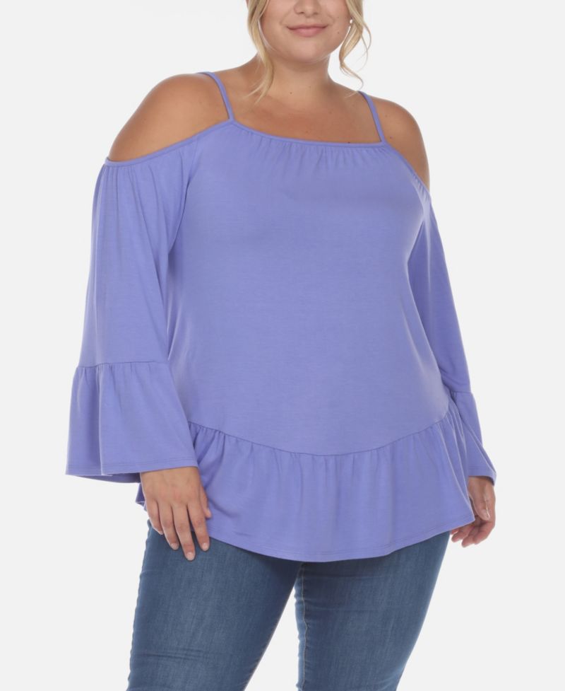 Plus Size Cold Shoulder Ruffle Sleeve Top