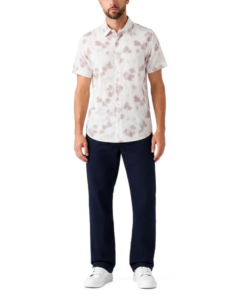 Men's Knox Jacquard Short-Sleeve Floral Print Regular-Fit Shirt