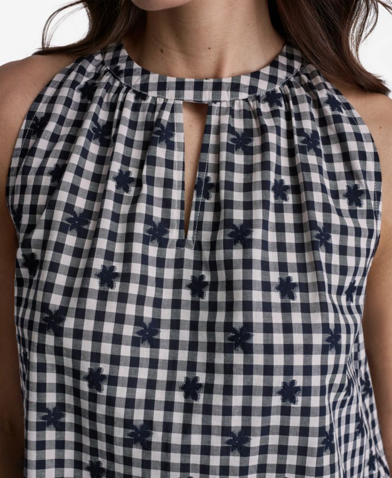 Women's Gingham Halter Neck Sleeveless Top
