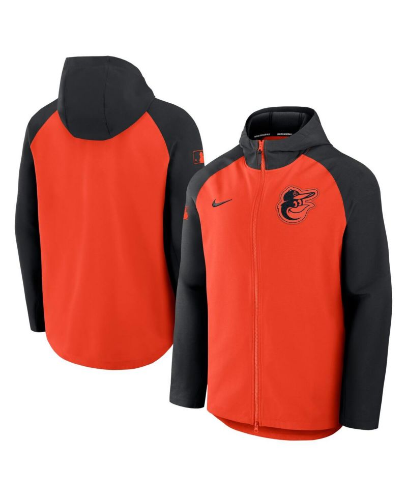 Men's Orange/Black Baltimore Orioles Authentic Collection Raglan Performance Full-Zip Jacket