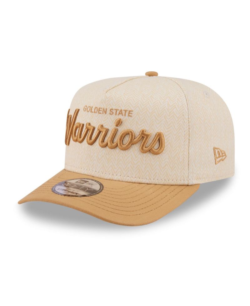 Men's Cream Golden State Warriors Herringbone 9FIFTY A-Frame Snapback Hat