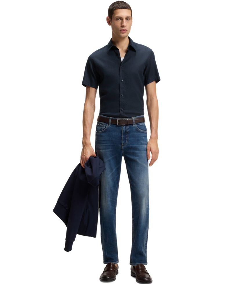 BOSS by Men's Stretch Linen Slim-Fit Shirt
