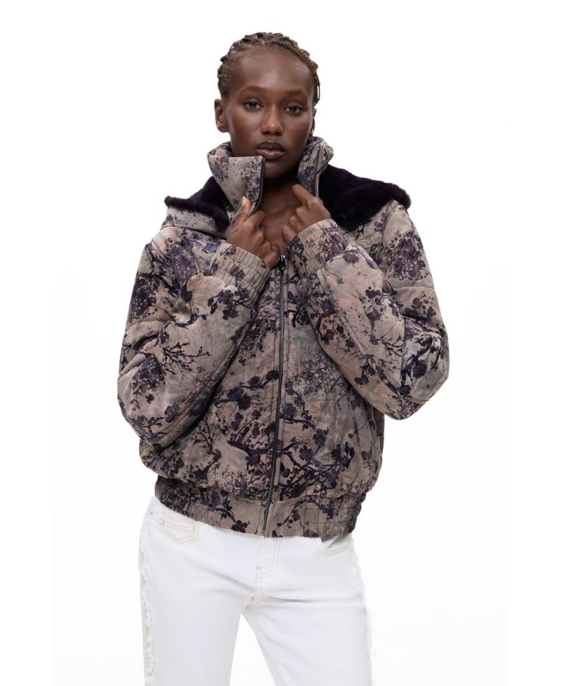 Women's Short Padded Flocked Coat