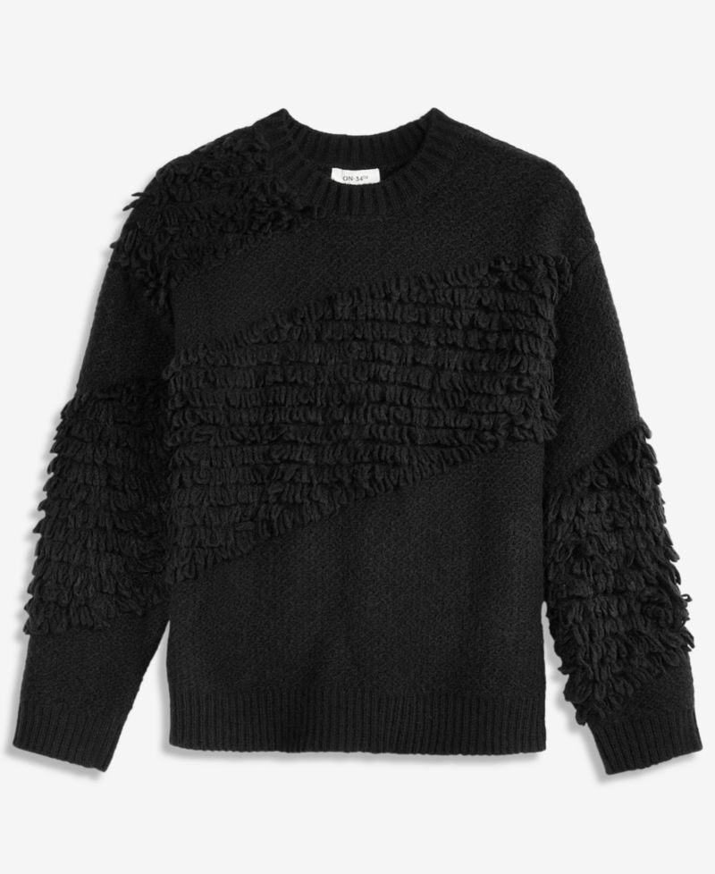 Women's Crewneck Long-Sleeve Loopy Textured Sweater