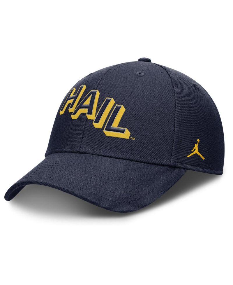 Men's Navy Michigan Wolverines Slanted Primetime Rise Performance Adjustable Hat