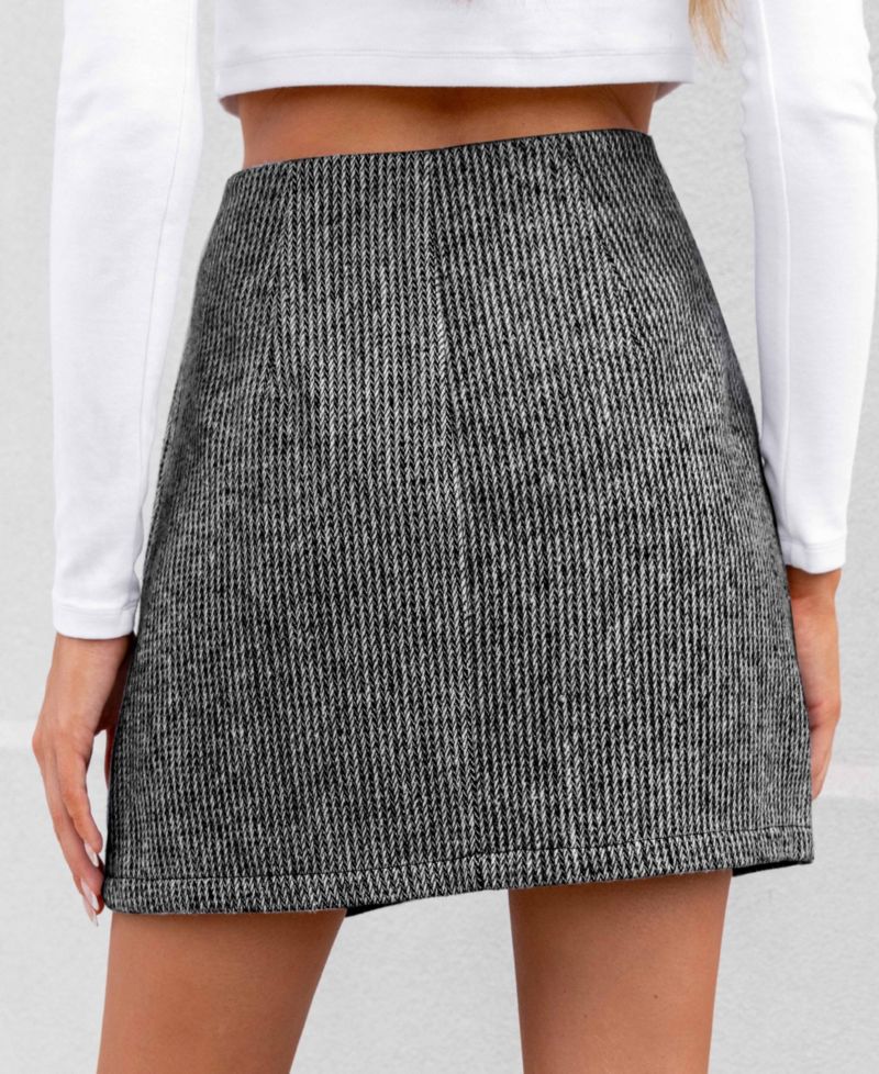 Women's Light Grey Pleated Mini Skirt