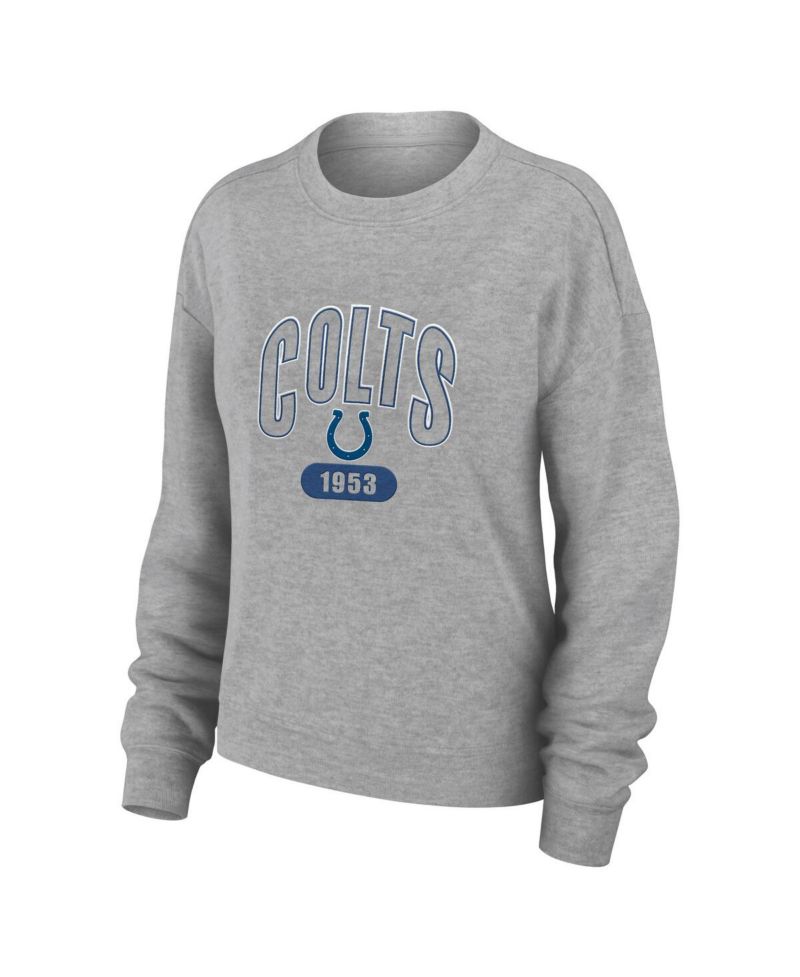 Women's Heather Gray Indianapolis Colts Plus Size Knitted Tri-Blend Long Sleeve T-Shirt & Pants Lounge Set