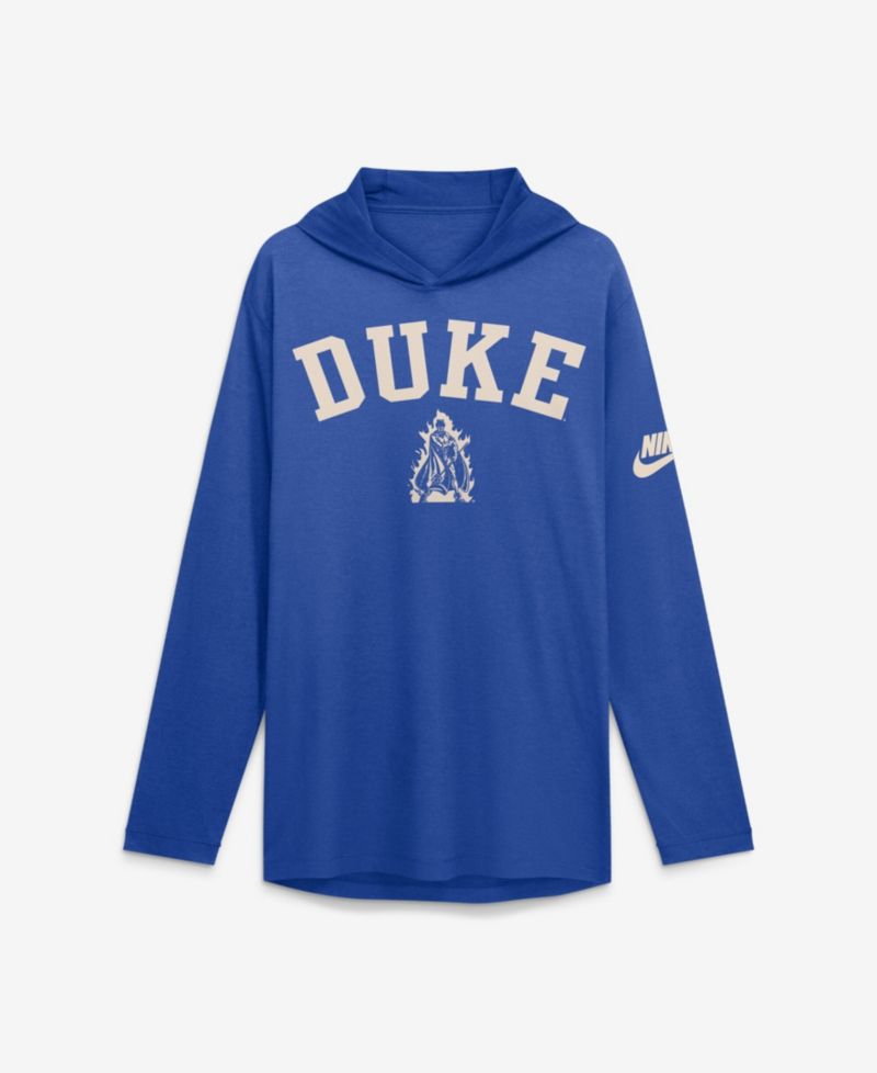 Men's Royal Duke Blue Devils Legacy Arch Tri-Blend Long Sleeve Hooded T-Shirt
