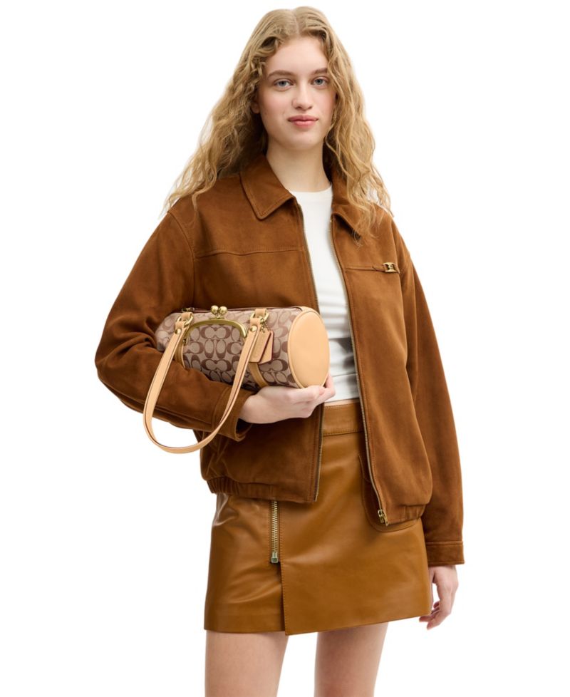 Kisslock Small Signature Jacquard Barrel Shoulder Bag 28