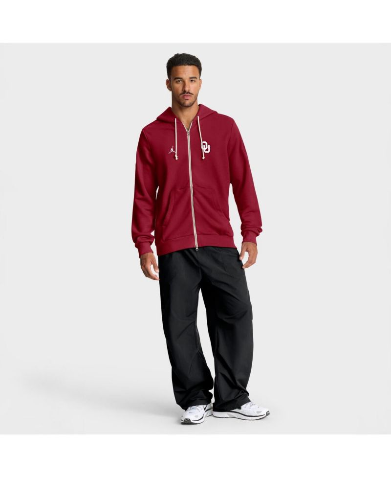 Men's Crimson Oklahoma Sooners 2025 Sideline Performance Full-Zip Hoodie