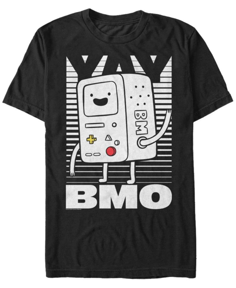 Men's Adventure Time BMO Wave Yay Halftone Fade Short Sleeve T- shirt