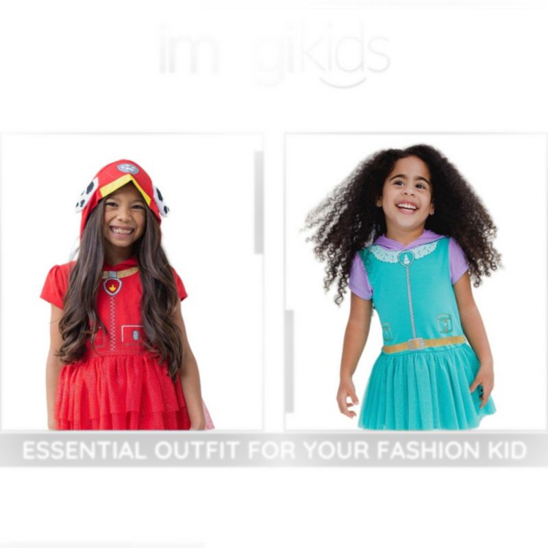 Toddler Girls(6-8)Hooded Cosplay T-Shirt Dress and Leggings Outfit Set