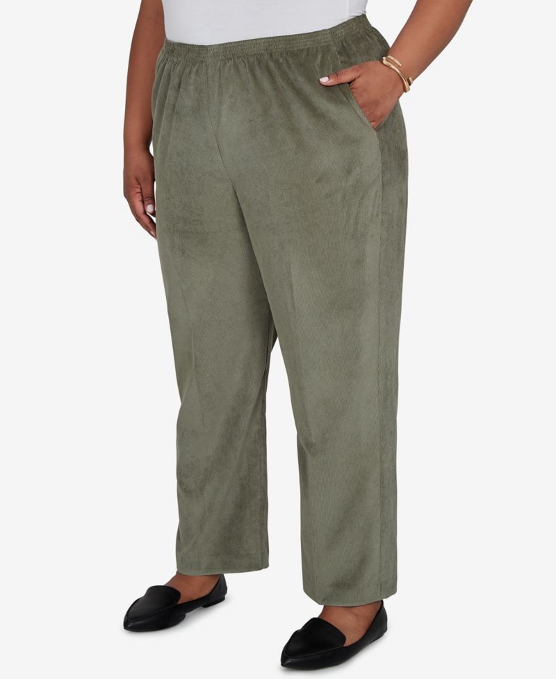 Plus Size Corduroy Elastic Waistband Pants