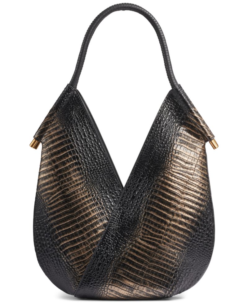 Baldwin Metallic Croco Medium Shoulder Handbag