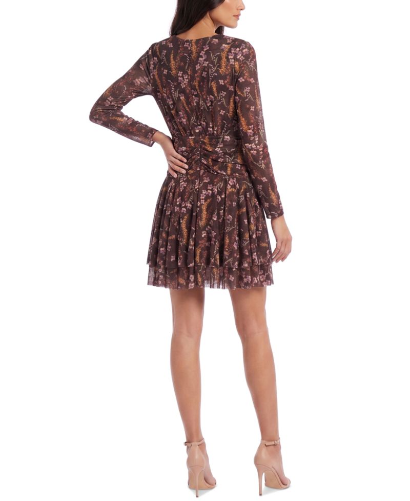 Petite V-Neck Ruched Drop Waist Dress