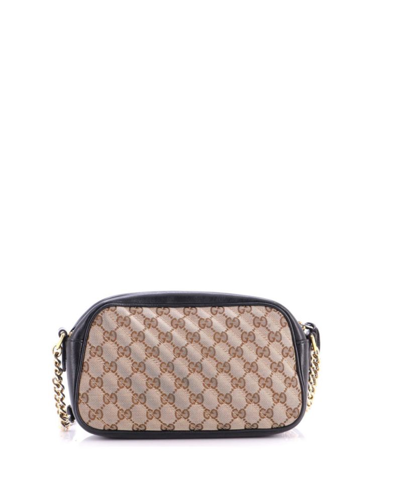 Small GG Marmont Shoulder Bag Diagonal Quilted GG Canvas with Leather