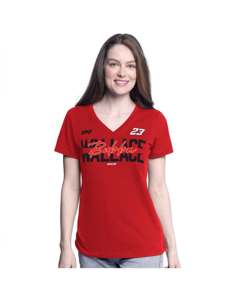 Women's Red Bubba Wallace Batter Up V-Neck T-Shirt