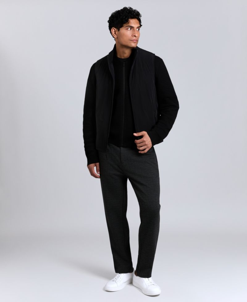 Men's Mixed Media Mock Neck Vest