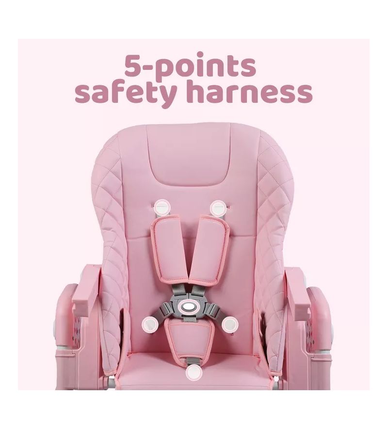Convertible Baby High Chair with Adjustable Height, Double Tray and Compact Fold